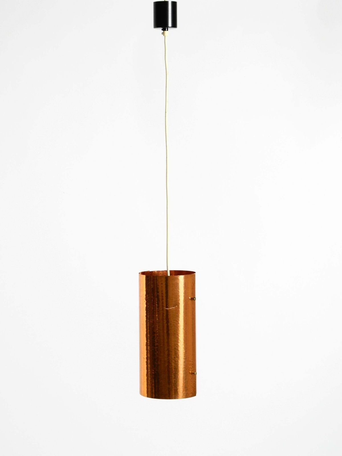 photo furniture Two 1950s Tube Pendant Lamps Consisting Of Two Screwed Together Copper Bowls