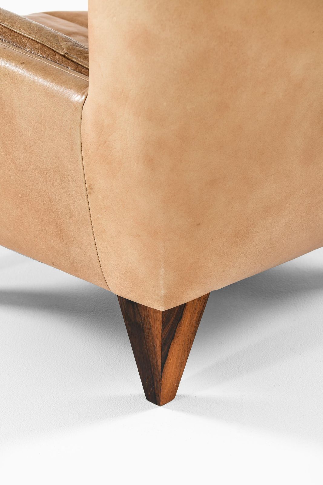 Easy Chair In Leather And Rosewood With Stool By Illum Wikkelsø, 1960s photo vintage
