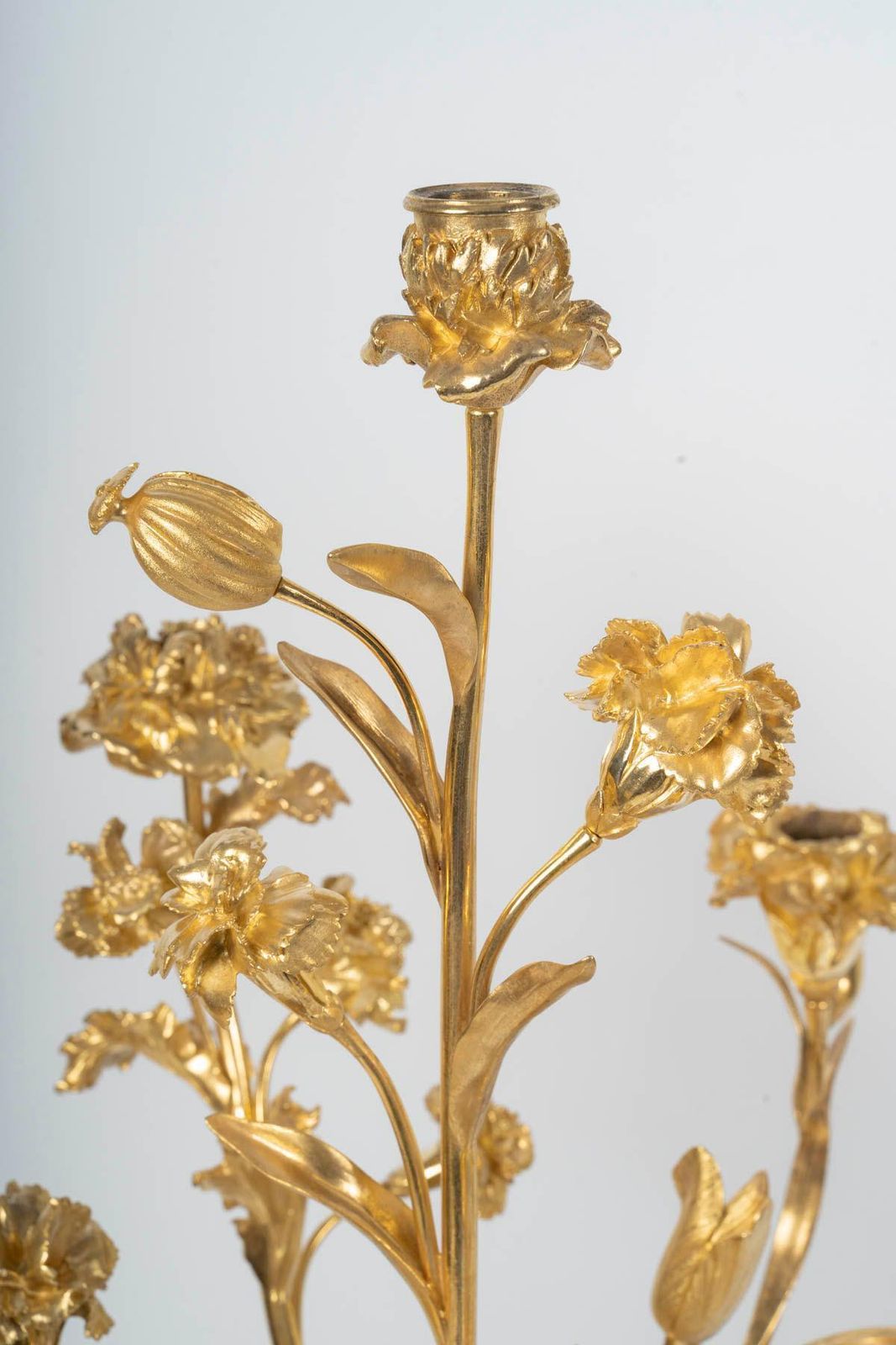 Home Decor Pair Of Large Porcelain Vases Surmounted By Gilt Bronze Bouquets, 19th Century. photo