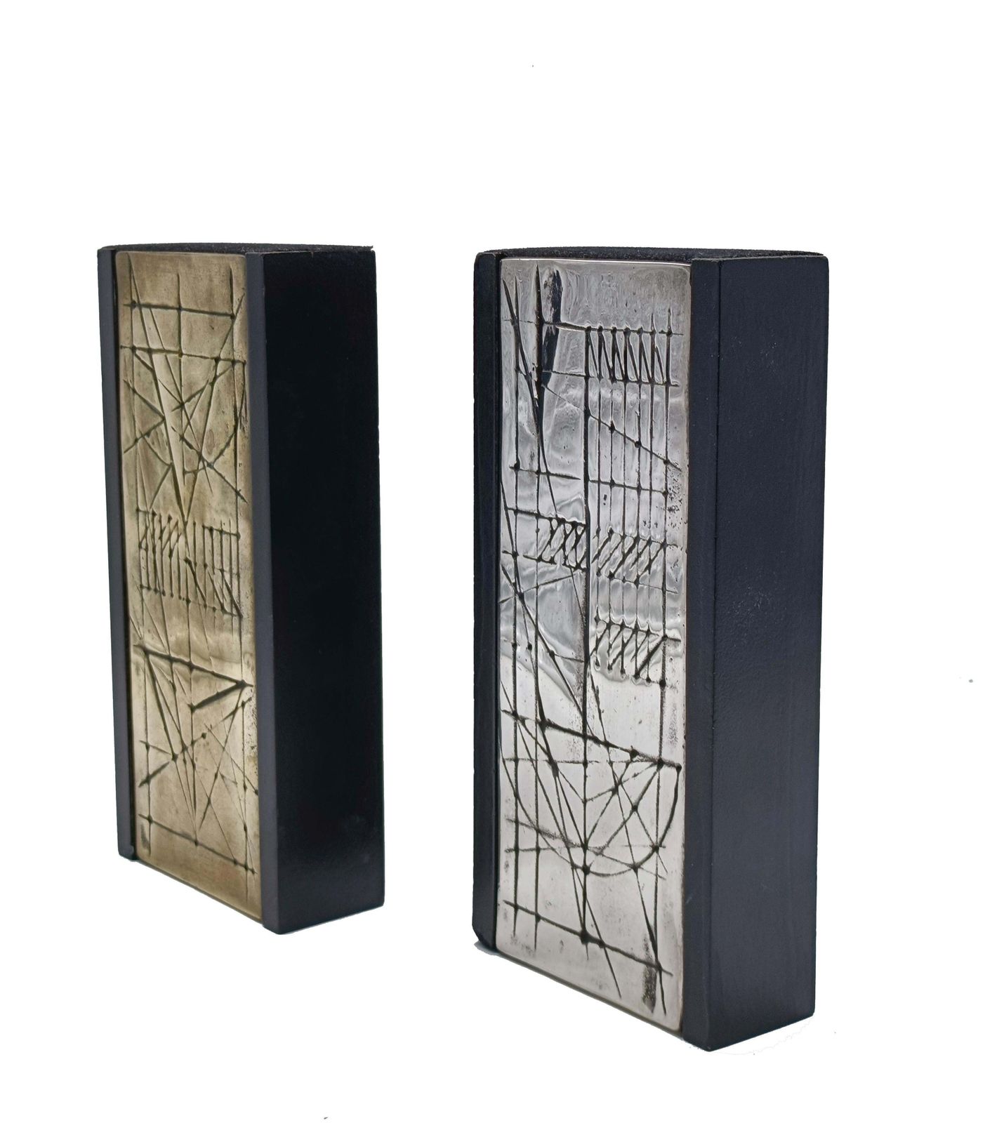 Walter Valentini Pair Of Bronze Sculptures "Tables," Italy 1980s photo for sale