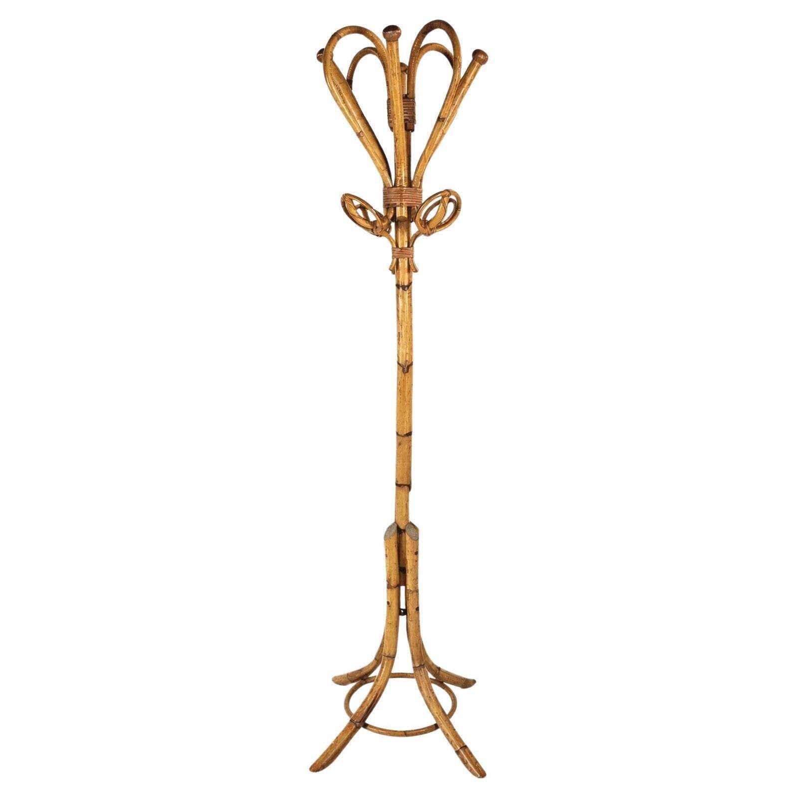 Bamboo Coat Rack In The Manner Of Albini, Mid Century Italian Design, 1960