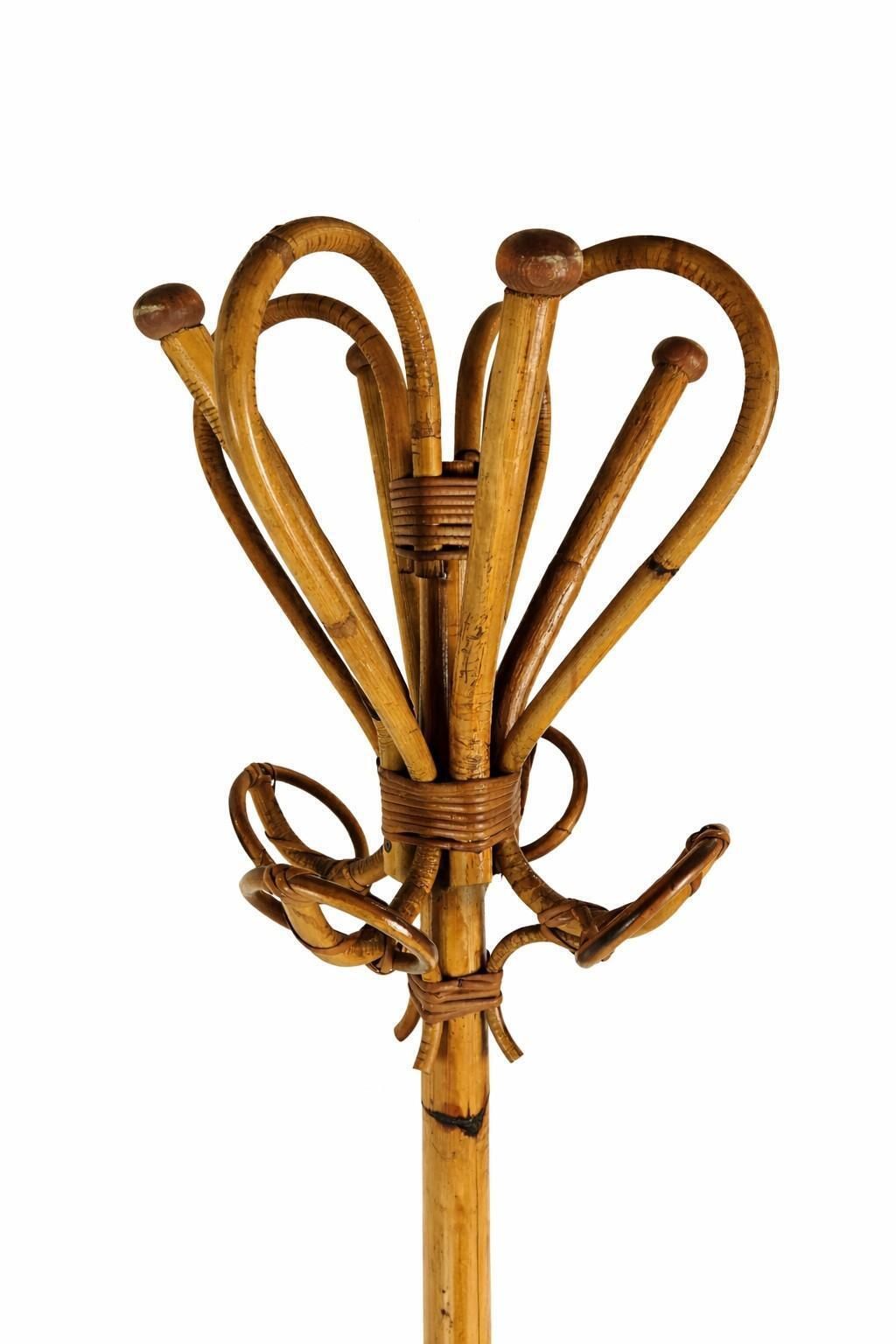 Bamboo Coat Rack In The Manner Of Albini, Mid Century Italian Design, 1960 photo for sale