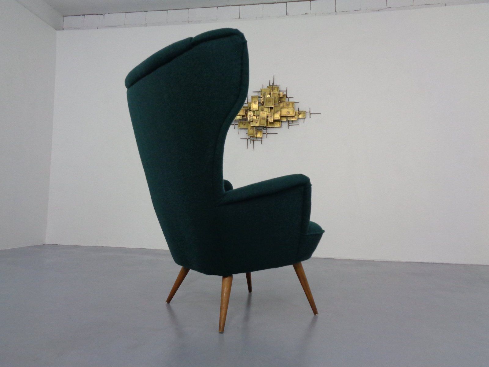 French Wingback Chair With Kvadrat Tonica Upholstery, 1950s photo vinterior
