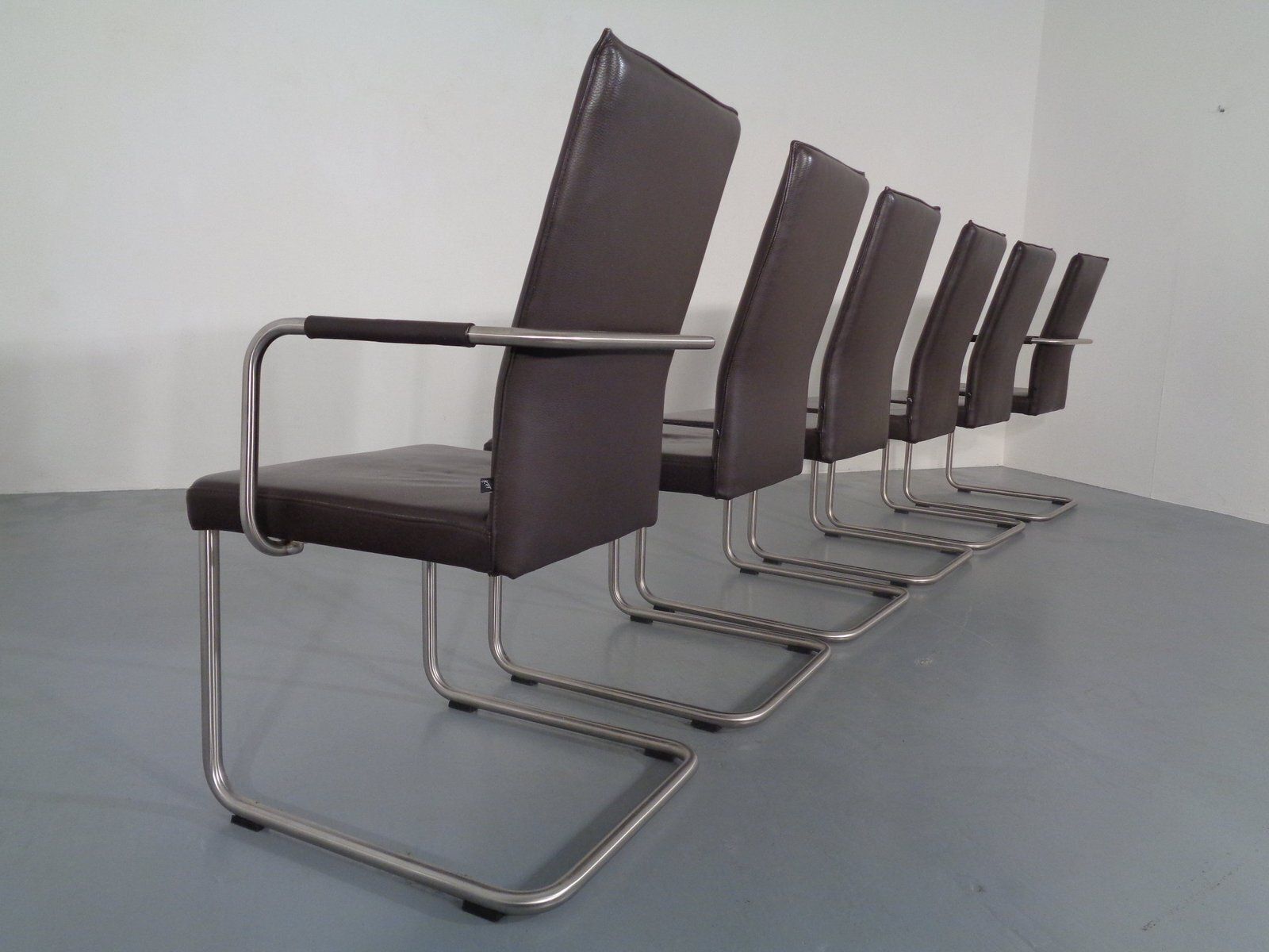 Leather Cantilever Dining Chairs By Karl Friedrich Förster For Kff, 1990s, Set Of 6 photo vinterior