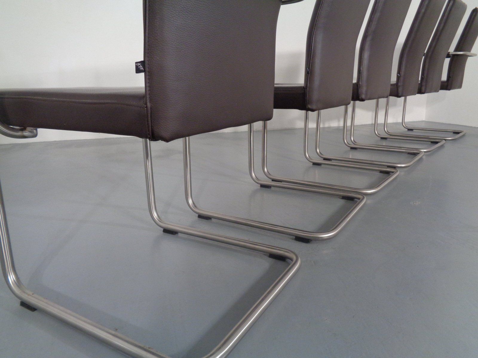 Furniture Leather Cantilever Dining Chairs By Karl Friedrich Förster For Kff, 1990s, Set Of 6 photo