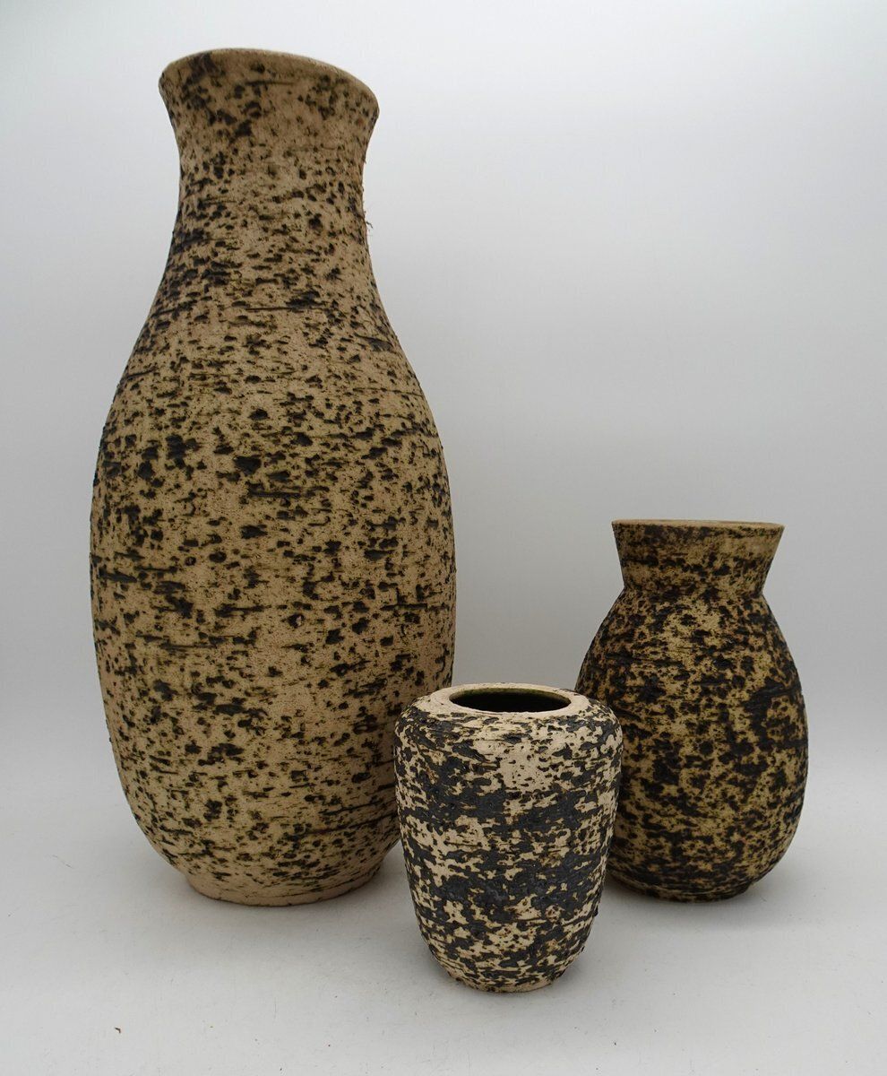 photo for sale Dutch Ceramic Birch Bark Series Vase From Pieter Groeneveldt, 1960s, Set Of 3