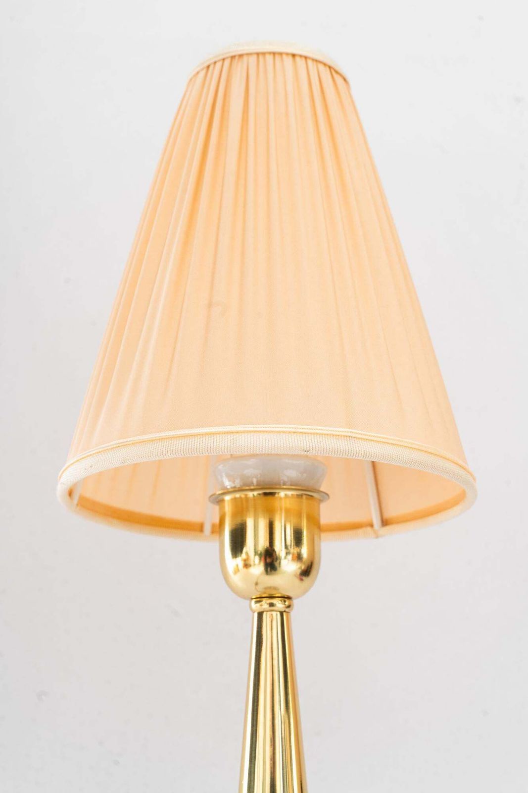 Art Deco Glass And Brass Table Lamp With Fabric Shade Around 1920s photo Lighting