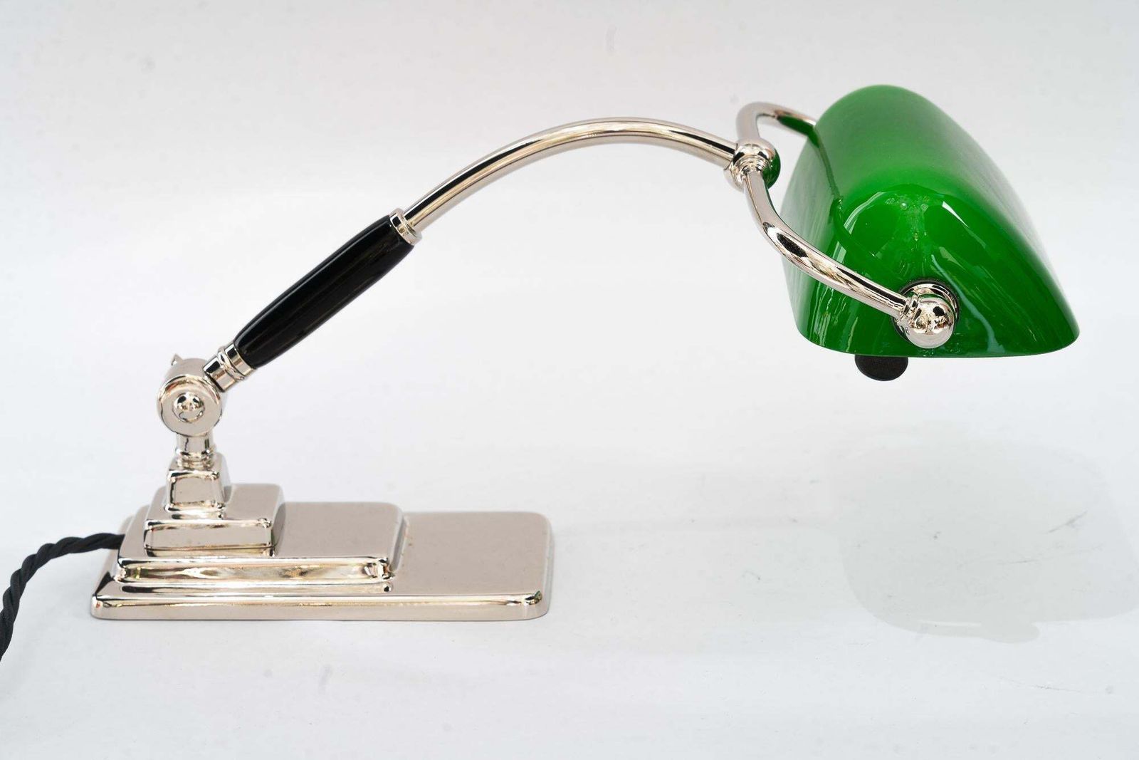 Art Deco Banker Lamp With Green Glass Shade Vienna Around 1920s photo for sale