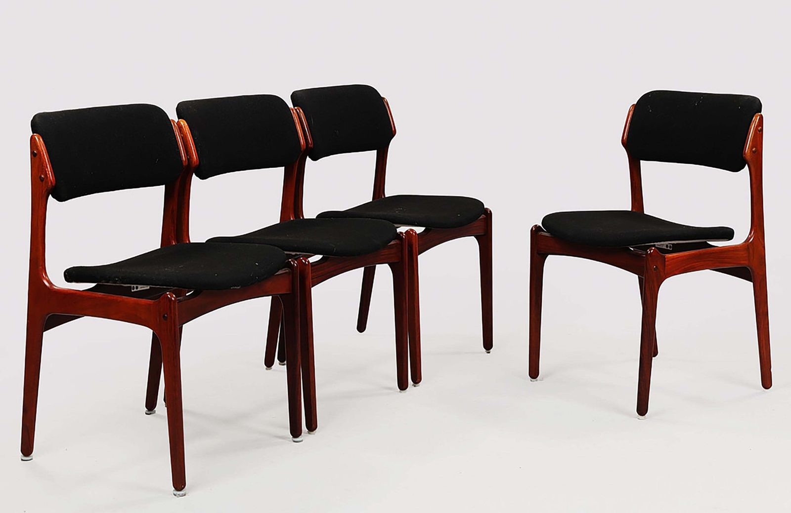 Danish Hardwood Dining Chairs Od 49 By Erik Buch Black Upholstery photo for sale