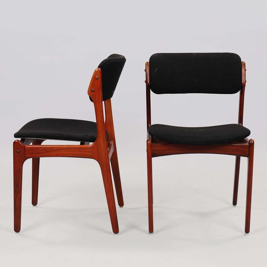 Danish Hardwood Dining Chairs Od 49 By Erik Buch Black Upholstery photo vintage