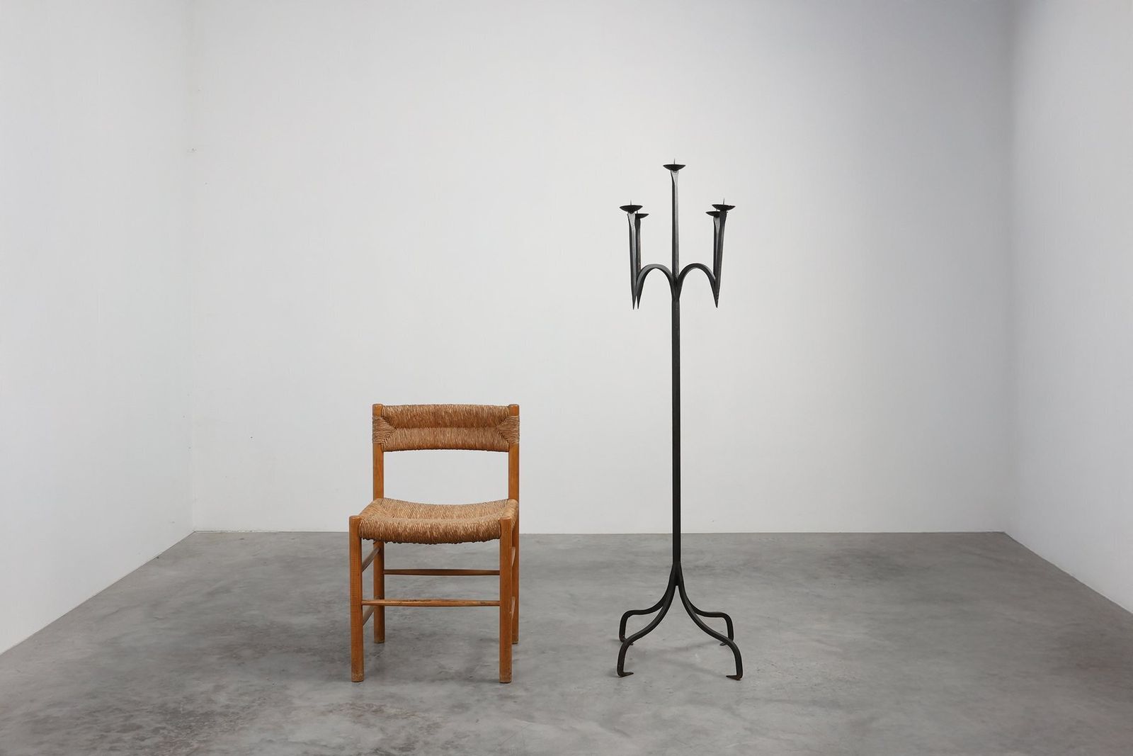 19th Century Neo‑Gothic Wrought Iron Candelabrum, France photo for sale