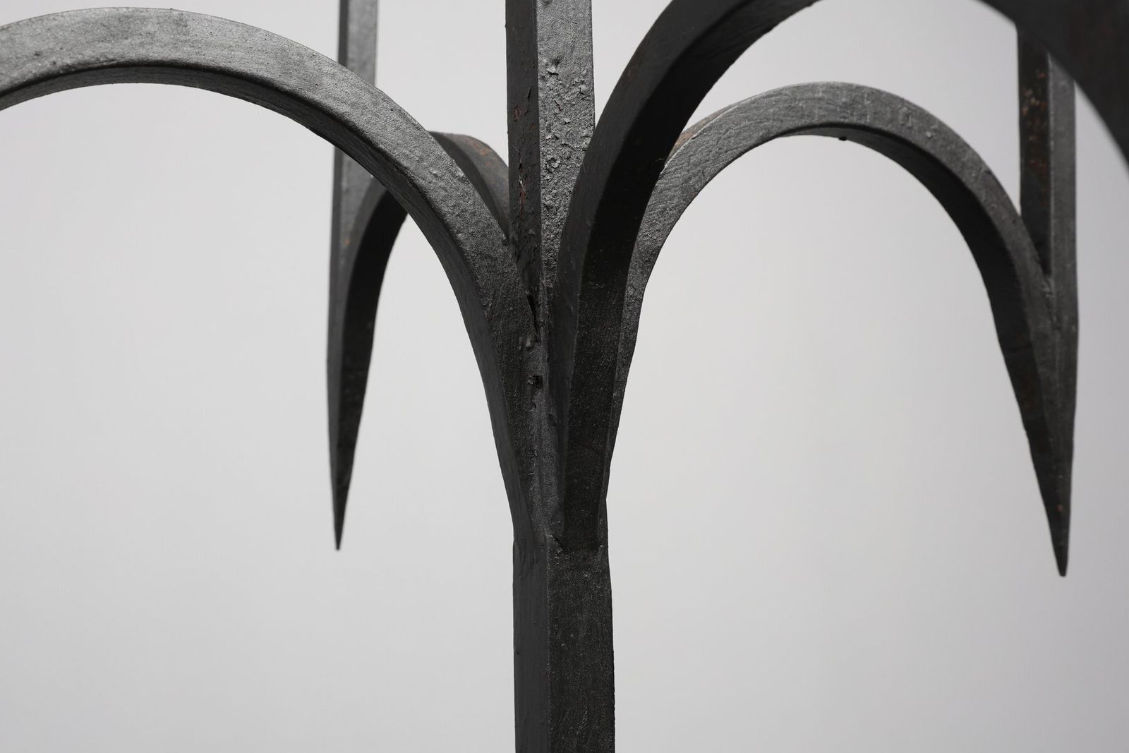 19th Century Neo‑Gothic Wrought Iron Candelabrum, France photo vintage