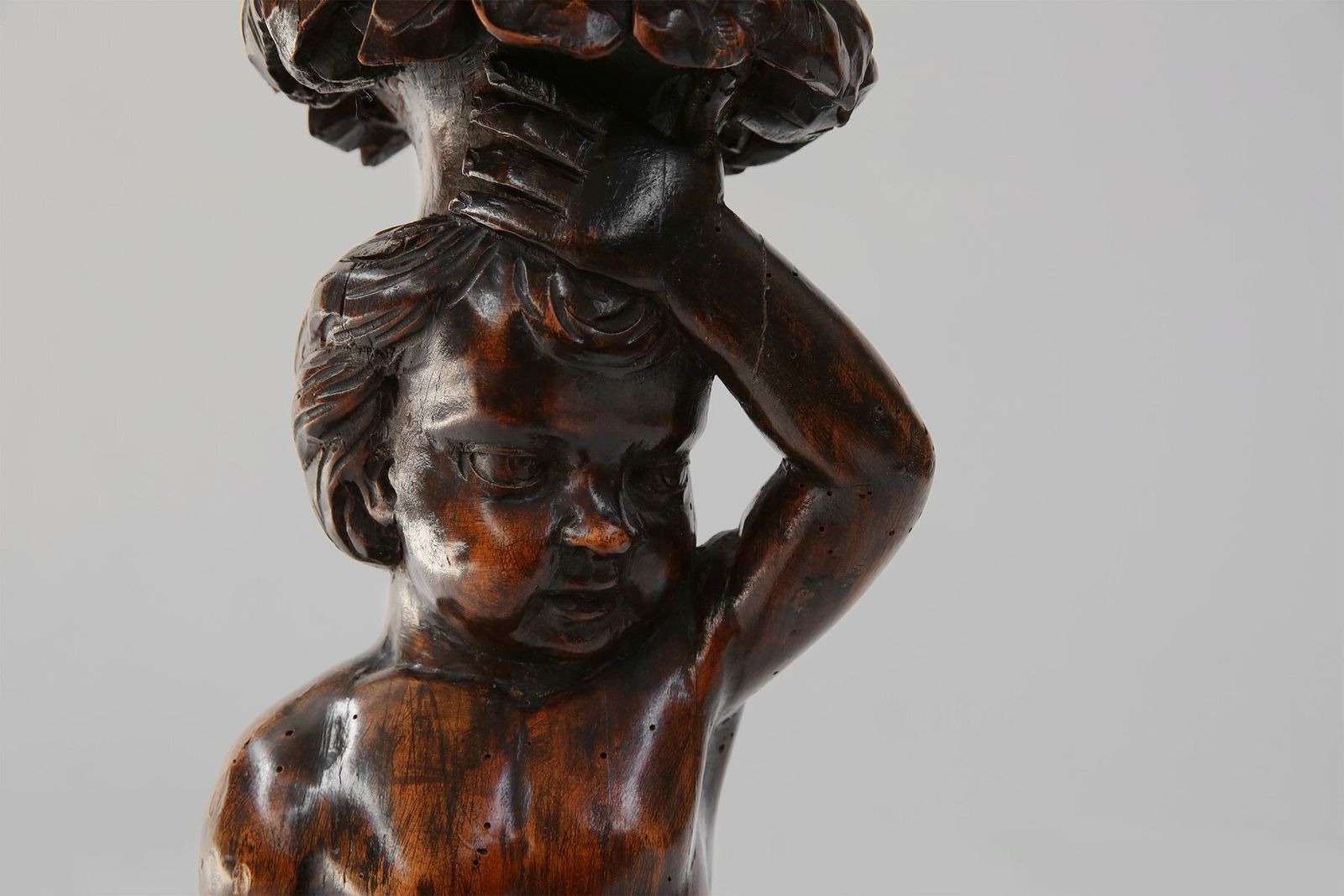 Carved Walnut Pedestal Table With Putto, France, 1850s photo furniture