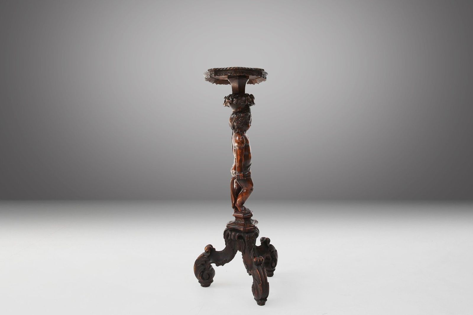Carved Walnut Pedestal Table With Putto, France, 1850s photo Furniture