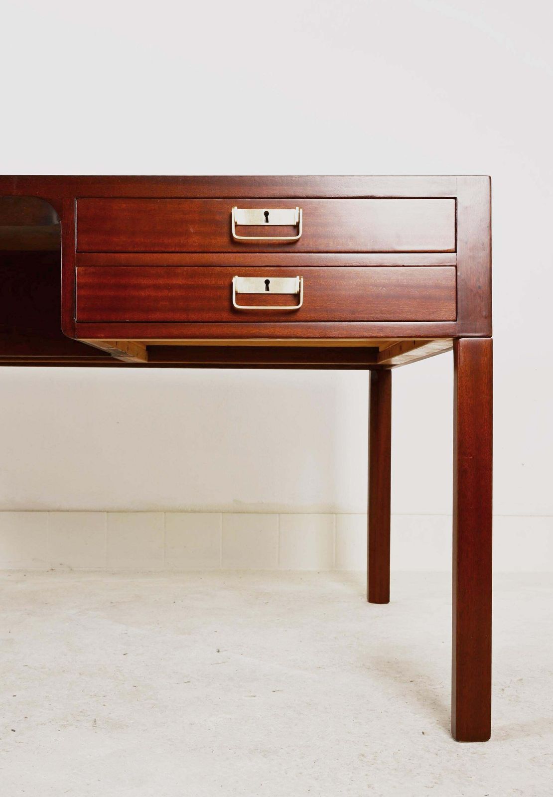 Large Danish Mahogany Desk By Bernt Petersen & Rud Rasmussen, 1960s photo buy