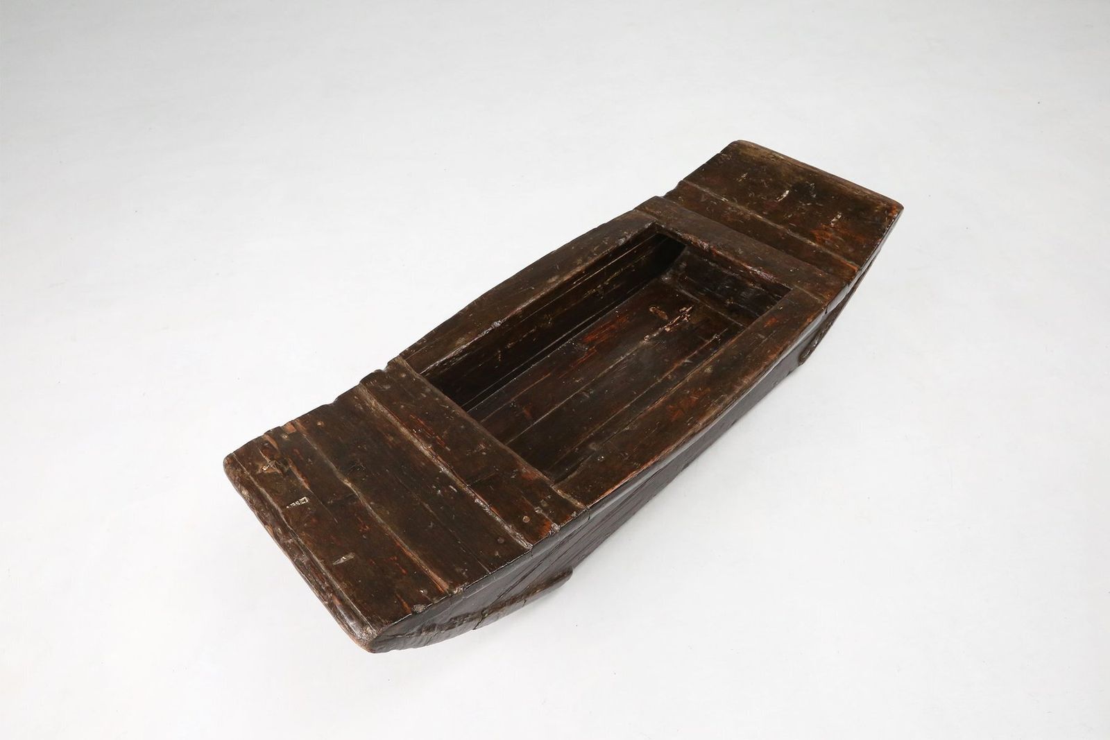 Home Decor Wabi Wabi Handmade Wooden Trough Or Vessel, France, 19th Century photo