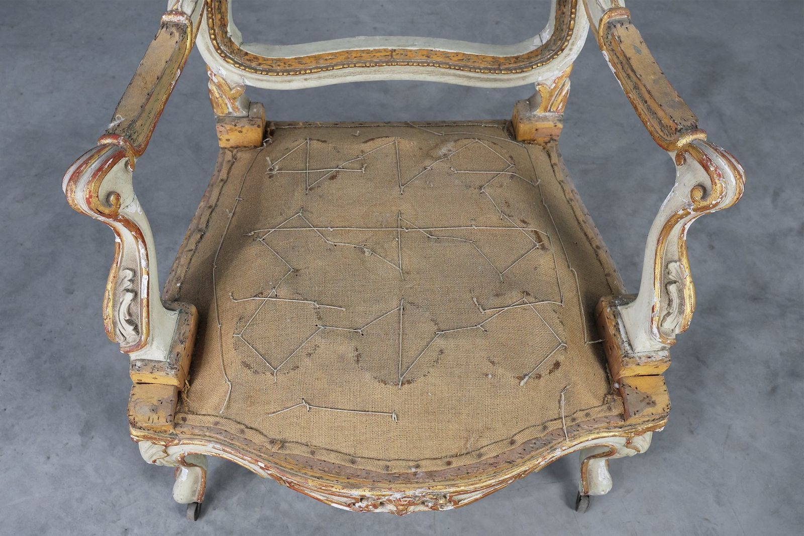 Furniture Antique French Louis XV Armchair In Carved Wood, 1800s photo