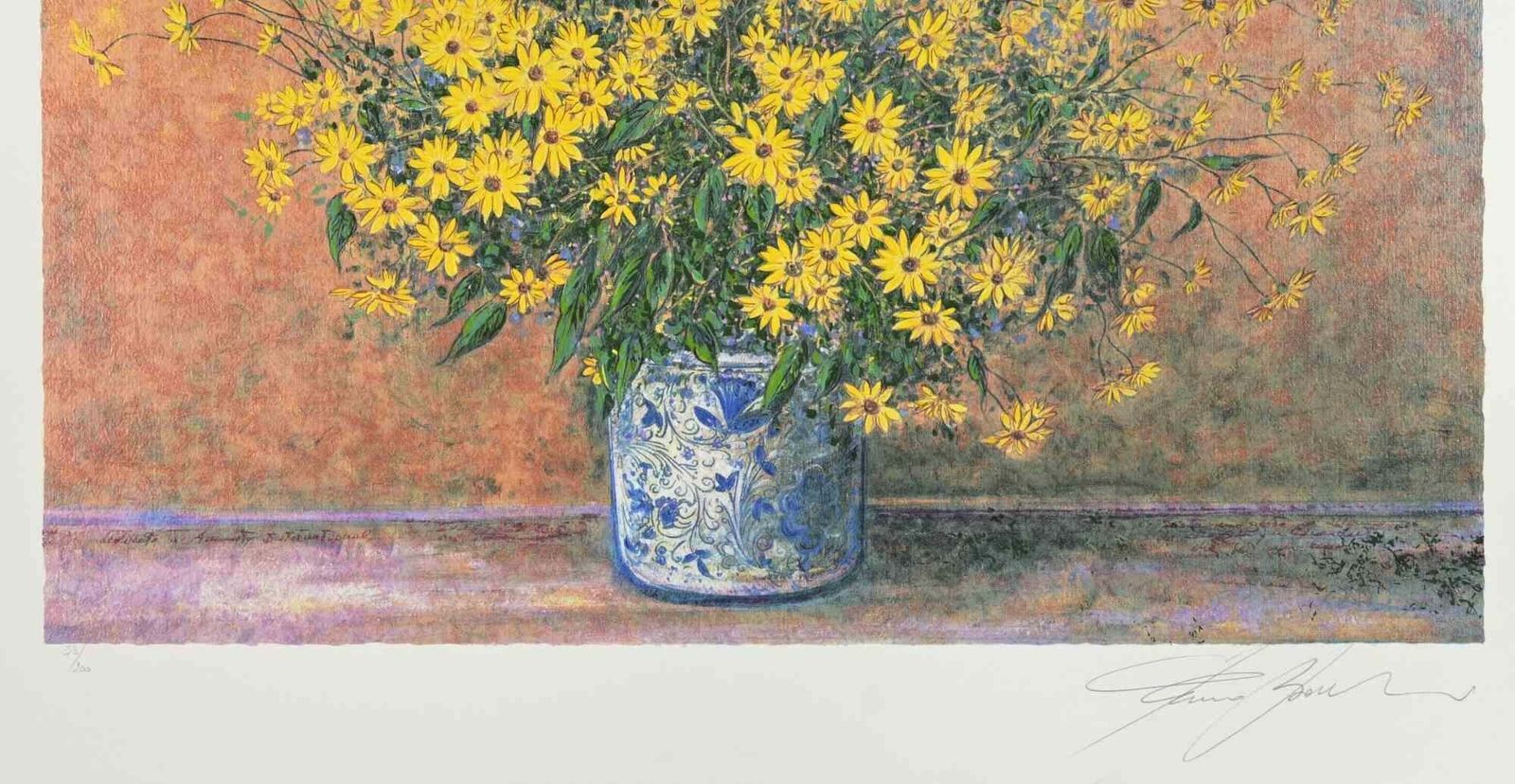 Franco Bocchivase Of Jerusalem Artichoke Flowers   Screen Print By Franco Bocchi   1980s1980s photo furniture