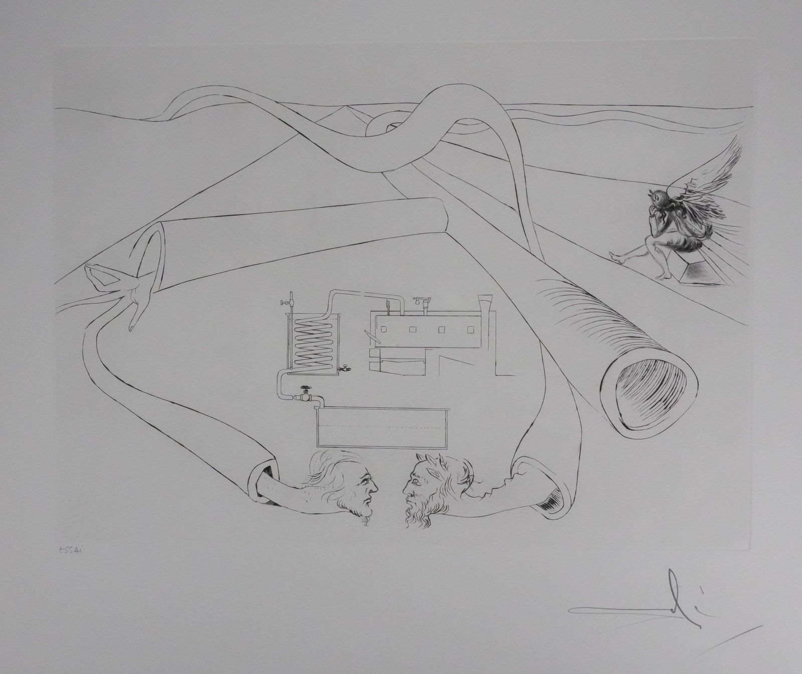 Tribute To Leonardo Da Vinci, Oil Cracking   Original Handsigned Etching1975 photo for sale