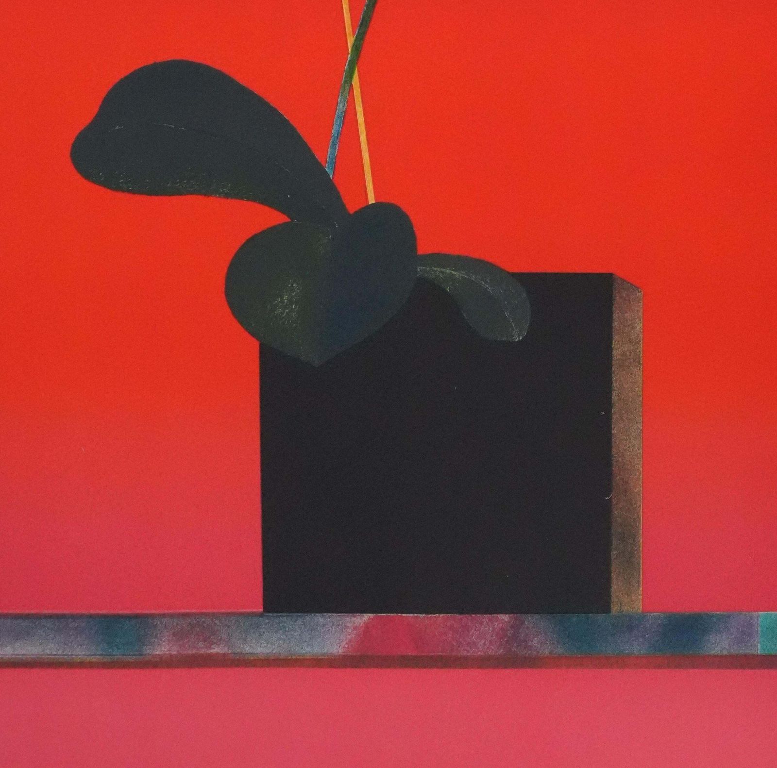 Pierre Garcia Fonsflower Pot With Red Background   Original Lithograph, Signed photo vinterior