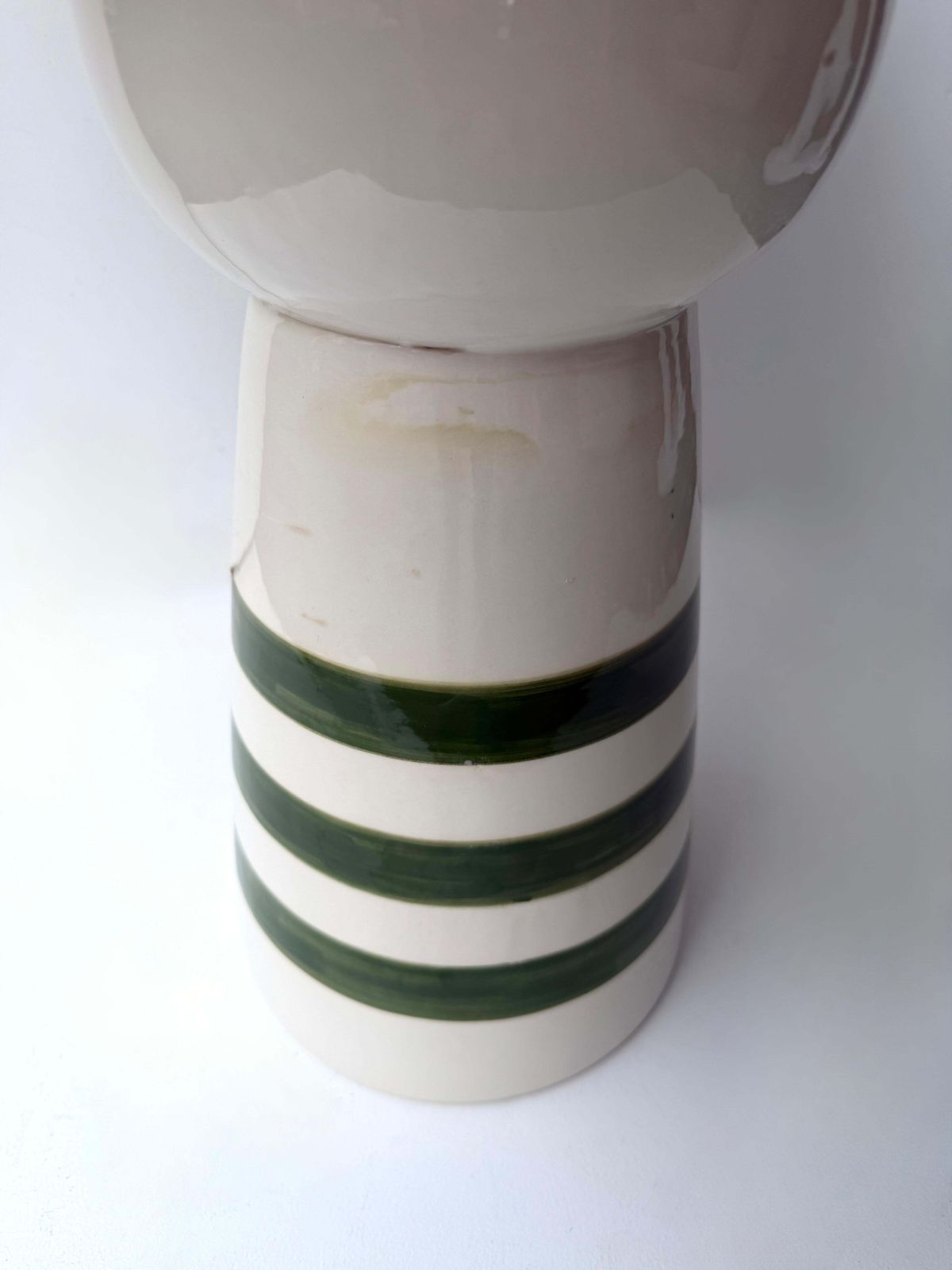 photo vinterior Contemporary Pair Of Green And White Ceramic Stripe Side Tables. Italy