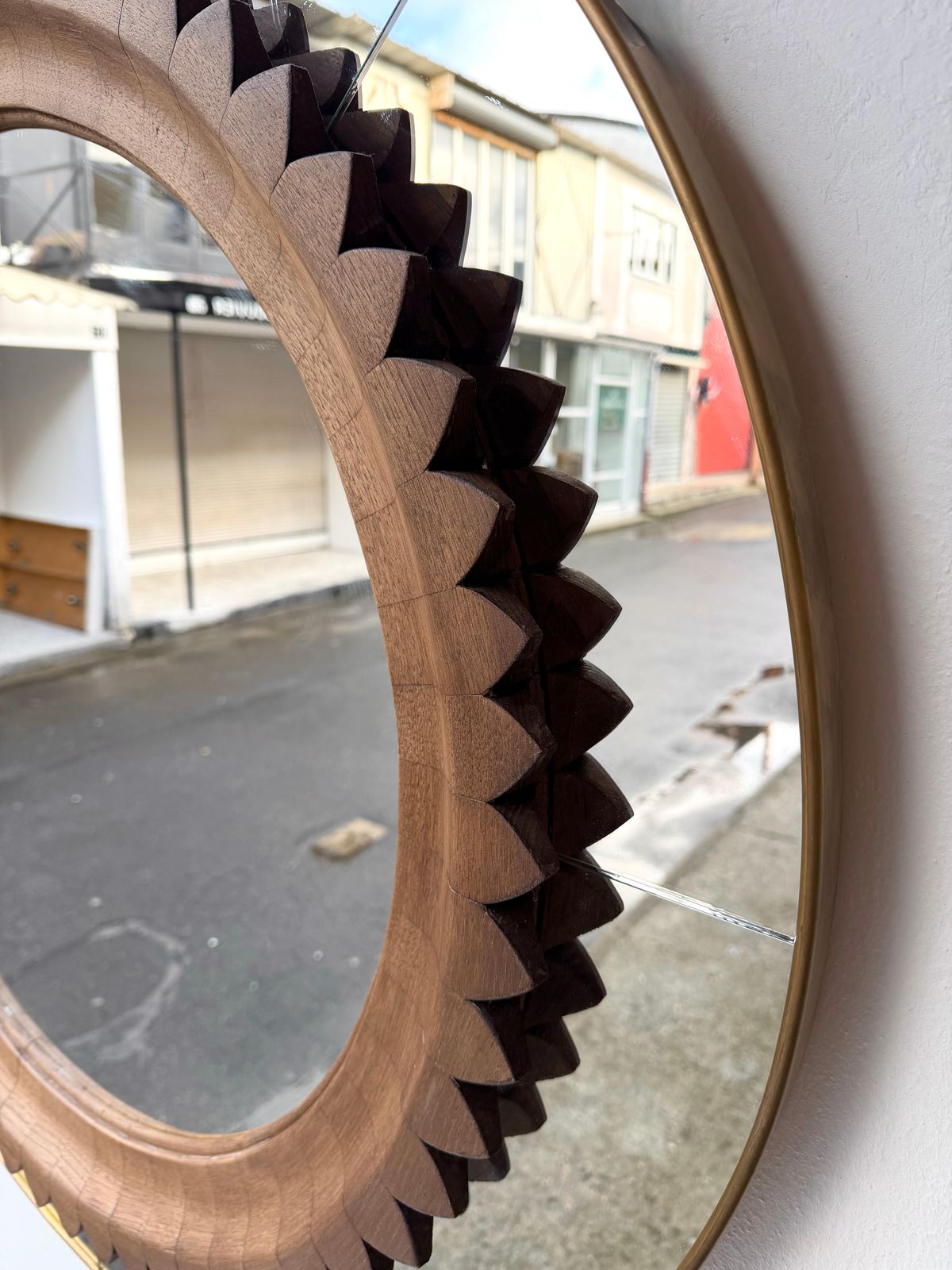Wood And Brass Mirror By Fratelli Marelli. Italy, 1950s photo 9786.0