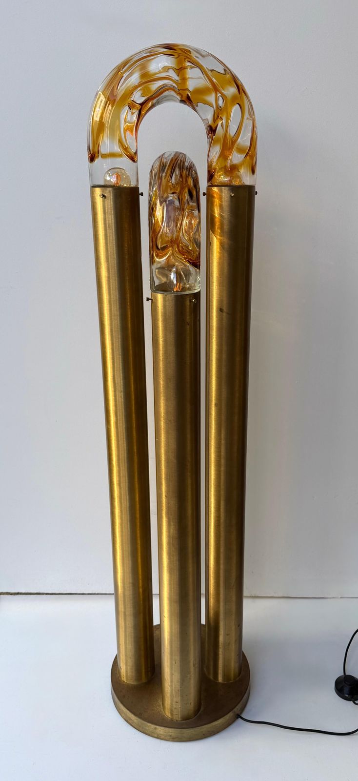Brass Floor Lamp Murano Glass By Aldo Nason For Mazzega, Italy, 1970s photo 5157.0
