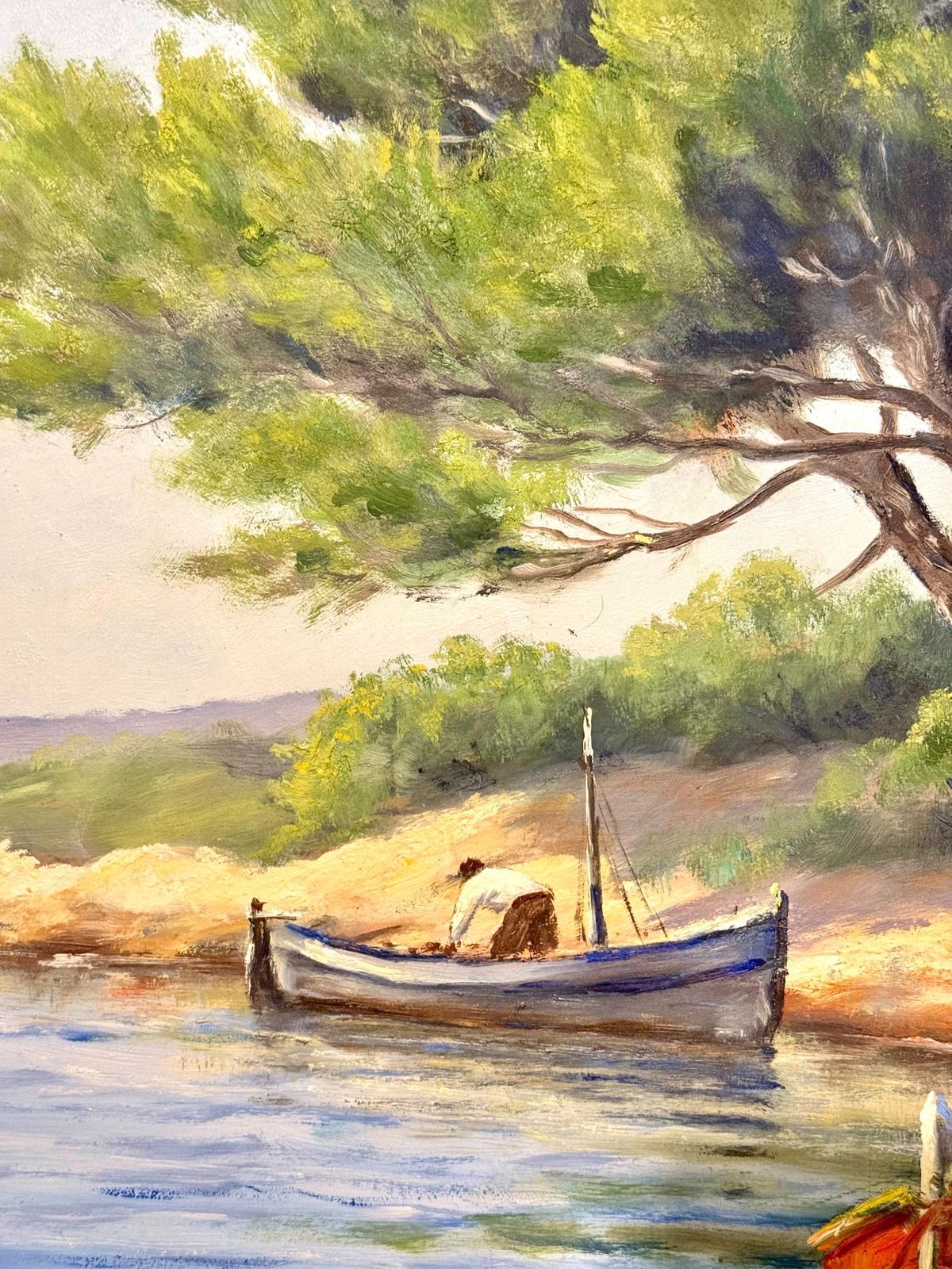 Large Mediterranean Coastal Scene With Boats By F. Borelly photo Art