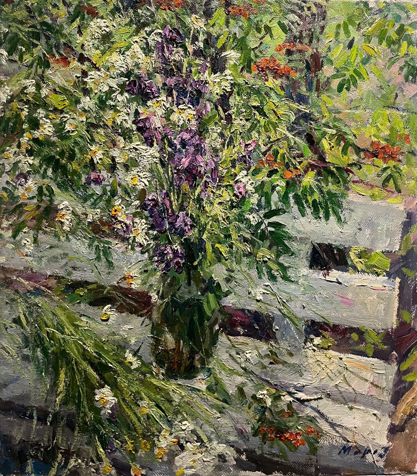 Georgij Moroz"Bouquet D'autunno" Olio Su Tela Cm. 55 X 62  Fiori2002