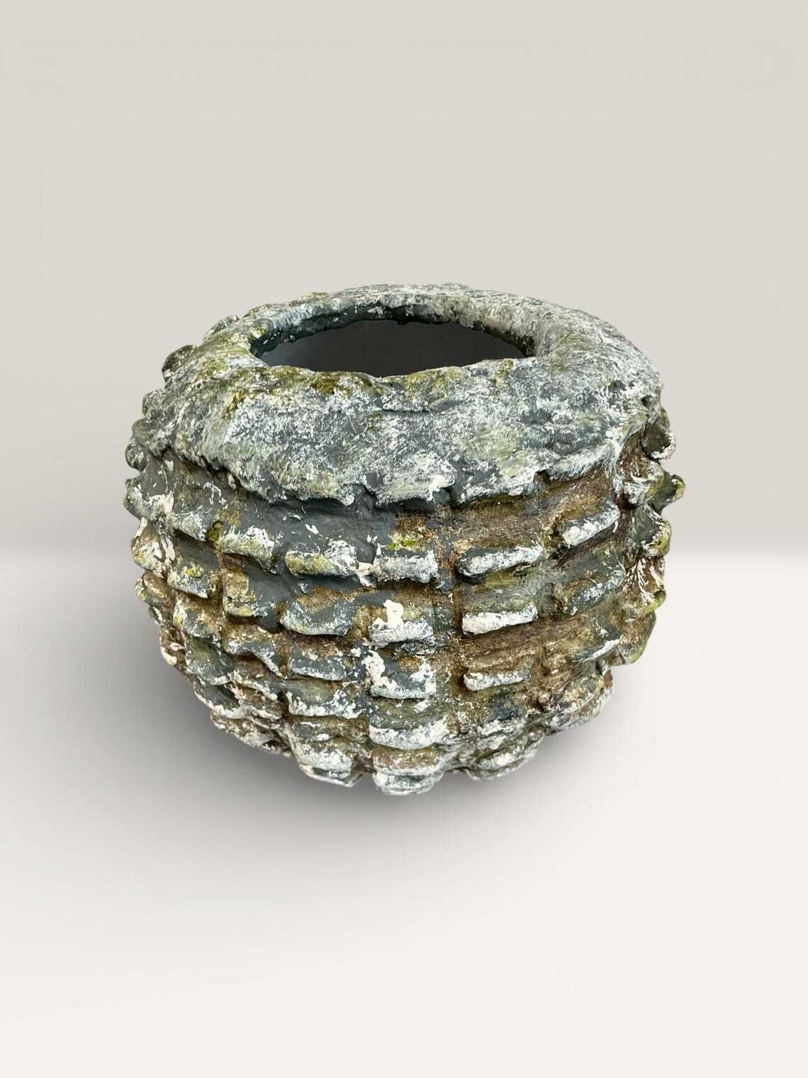 Organic Handmade Clay Vase | Textured Neutral Vessel | Wabi Sabi Home Decor | Earthy Sculptural Pottery photo for sale