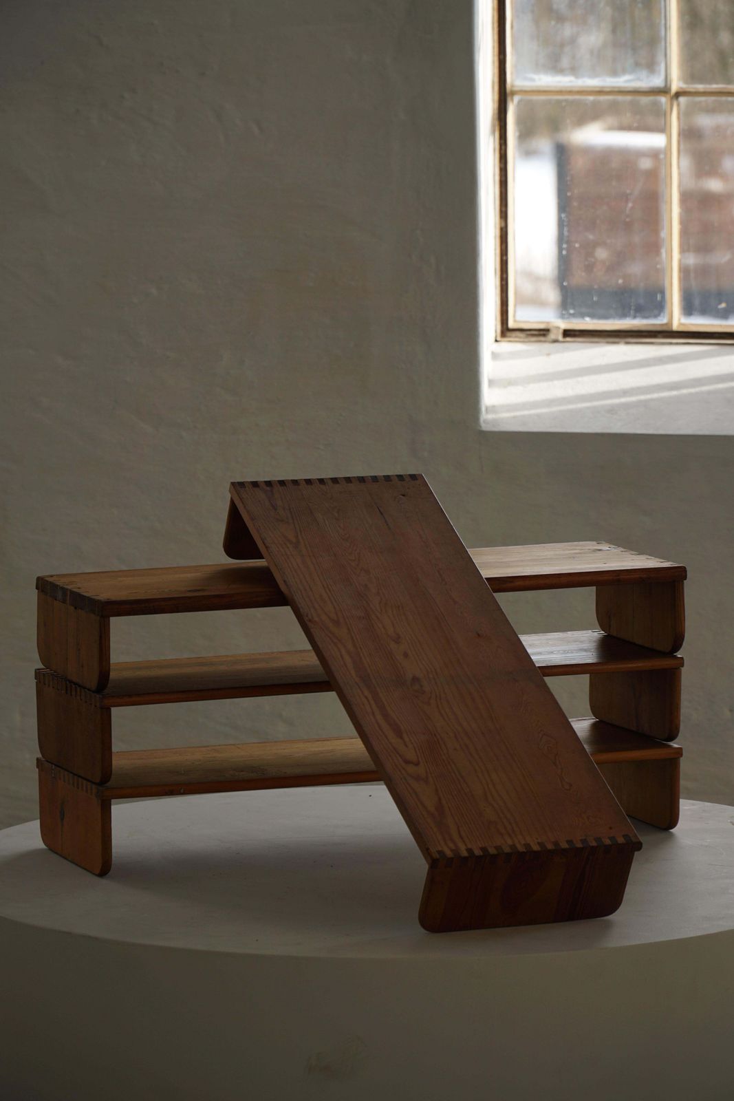 Swedish Modern, Set Of 4 Multifunctional Shelves In Pine, Late 19th Century photo 903.0