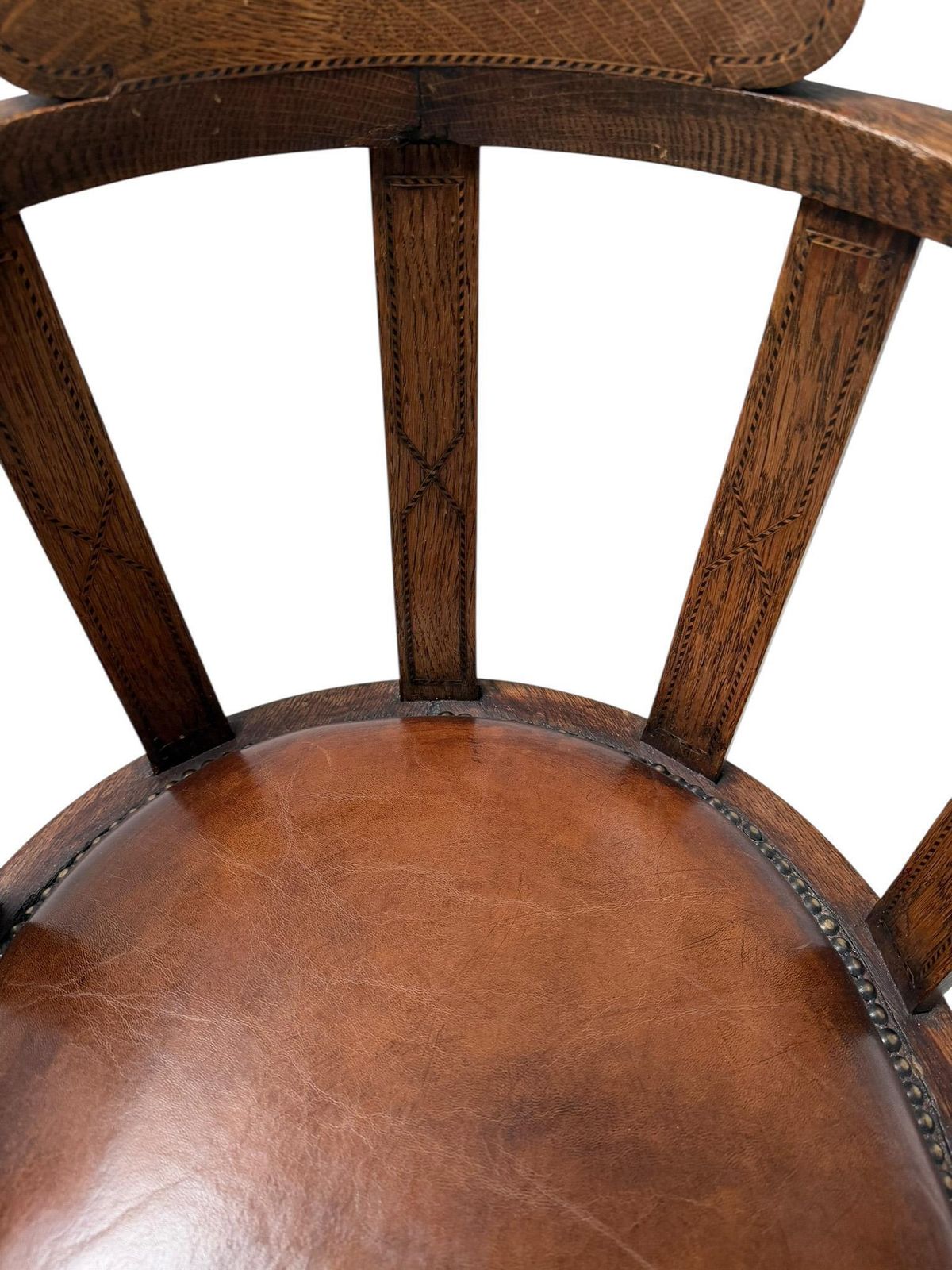 Art Deco Captain"S Chair Or Armchair With Leather Seat, 1930s photo vintage