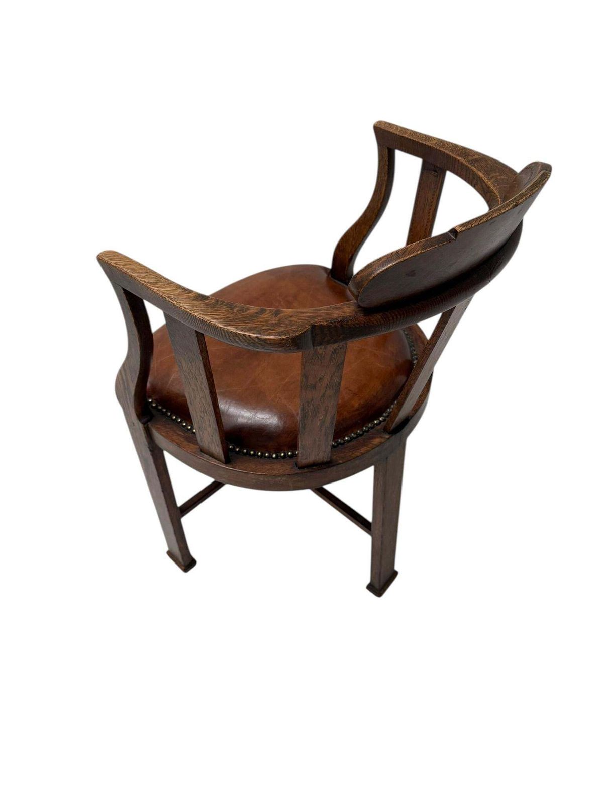 photo furniture Art Deco Captain"S Chair Or Armchair With Leather Seat, 1930s