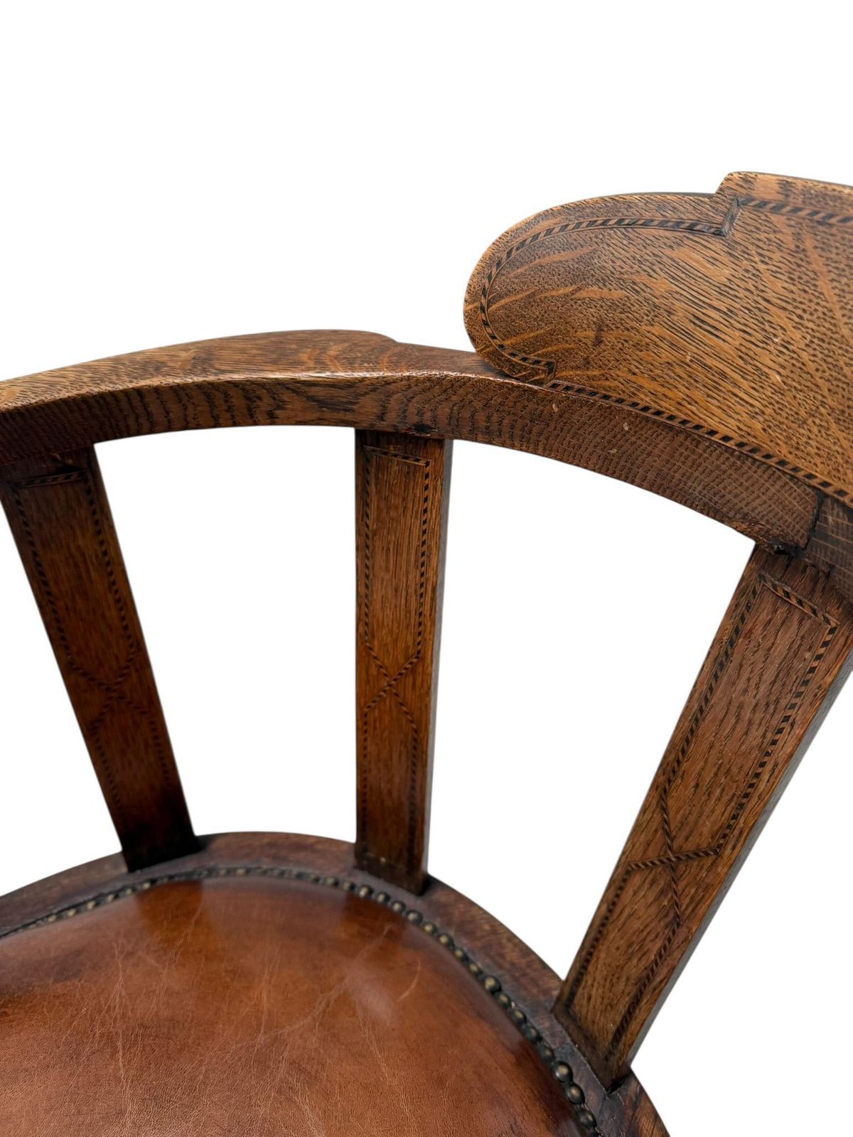 photo for sale Art Deco Captain"S Chair Or Armchair With Leather Seat, 1930s