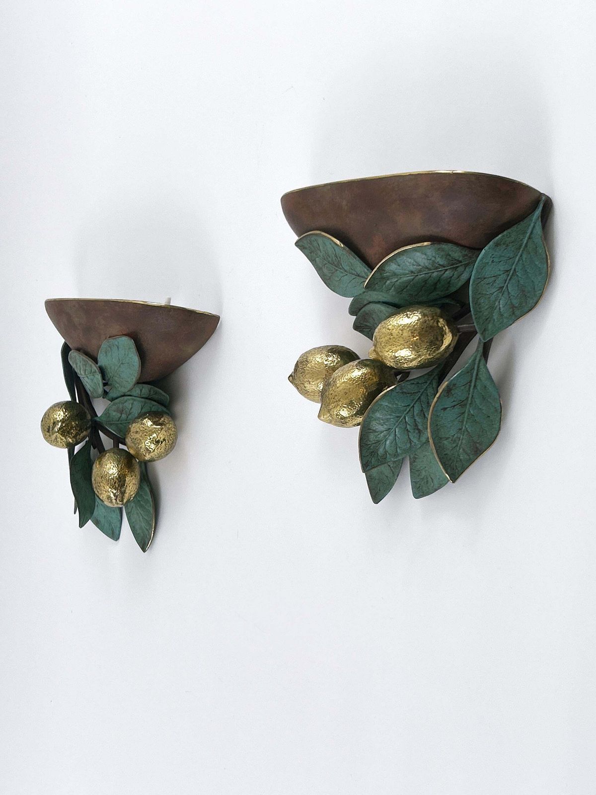 photo buy Set Of Two Rare & Amazing Mid Century Brass Lemon Sconces By Hans Möller 1970s