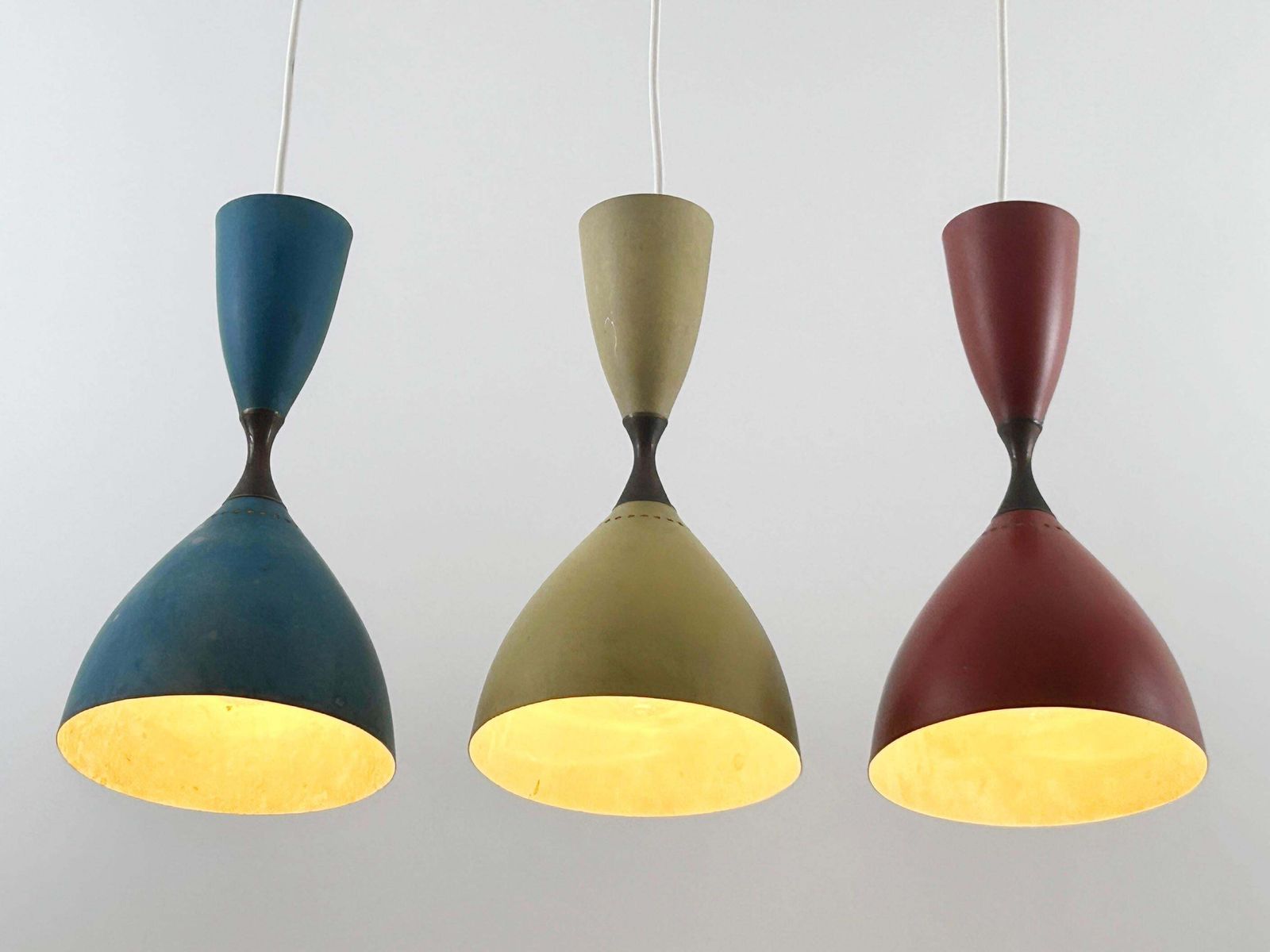 Set Of Three Diabolo Pendant Lamps By Svend Middelboe For Nordisk Solar 1958 photo vintage