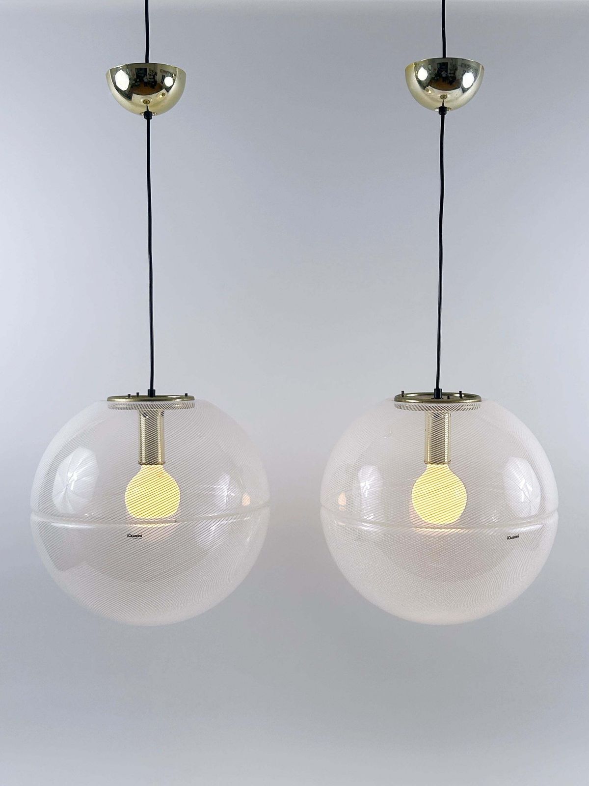 1 Of 2 Elegant Mid Century Modern Sfera Pendant Lamps By Iguzzini Italy 1970s photo furniture