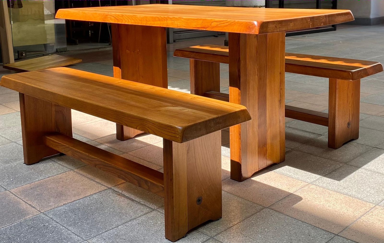 Pierre Chapo   T14a Table And Benches Set   Circa 1970 photo buy