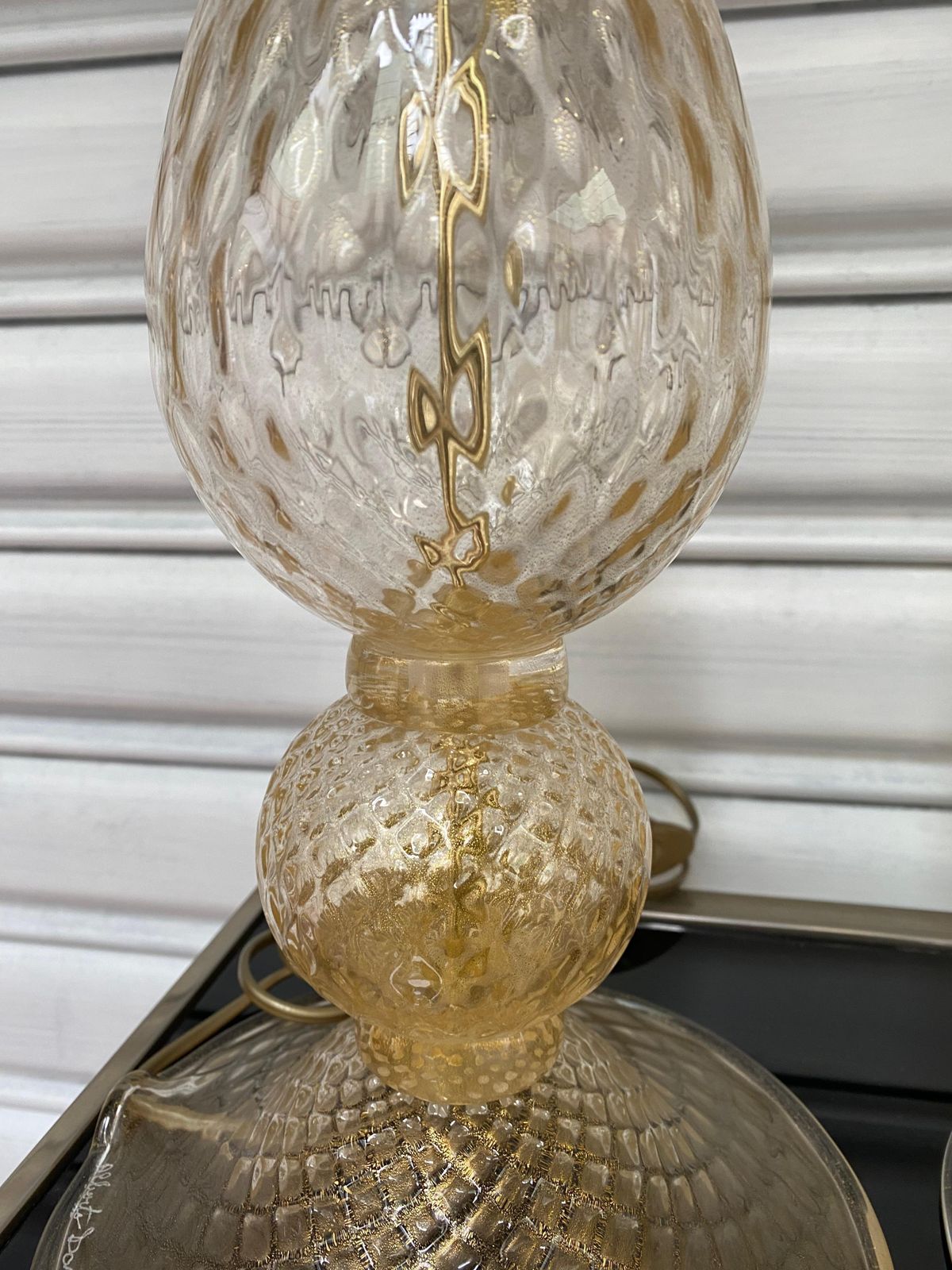 Pair Of Golden Lamps Alberto Dona Murano 1970 photo vinterior
