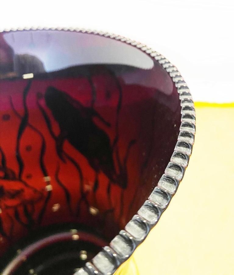 Art Deco Vase Glass And Gold Fish Decoration, Circa 1930 photo Home Decor