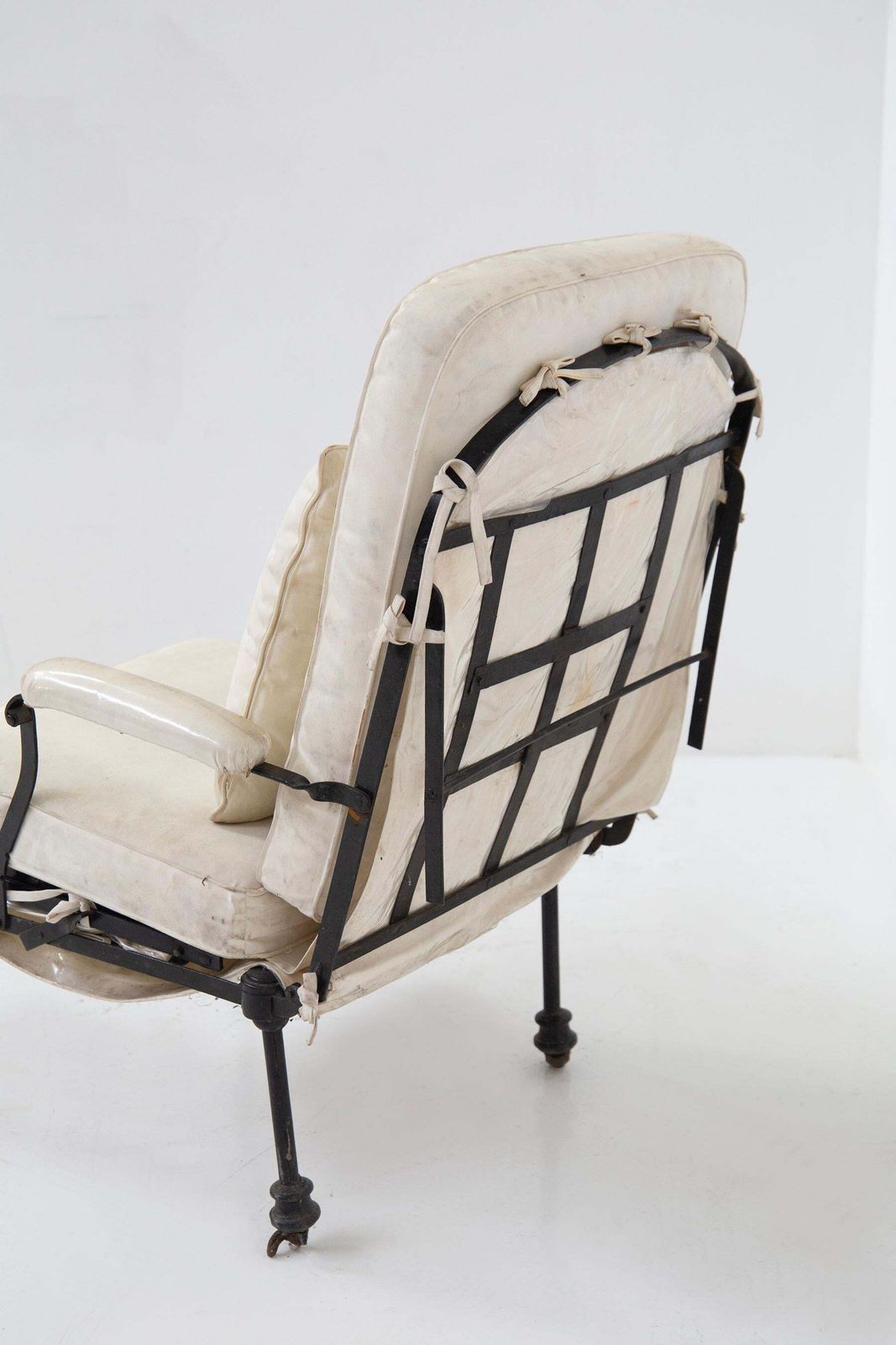 photo for sale French Art Deco Country Deck Chair In Iron With Fabric Cushions