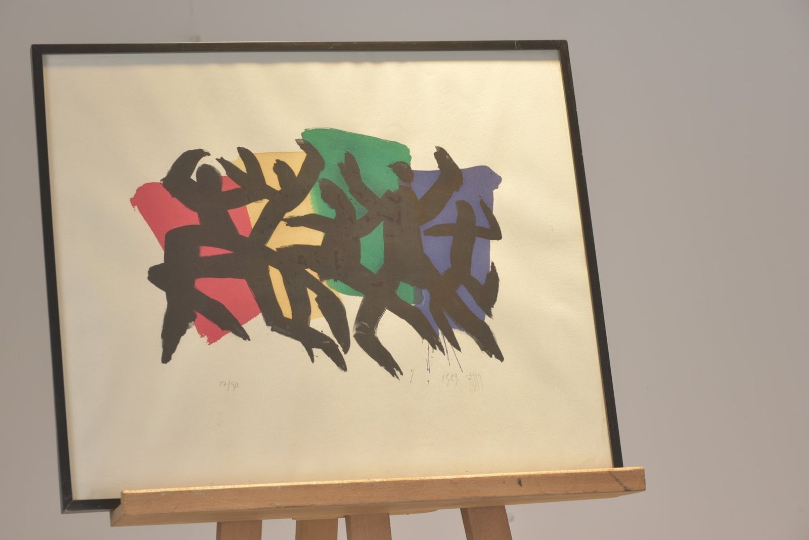 Figuren, Illegible Signature, 1989, Lithograph, 17/90, Framed photo furniture