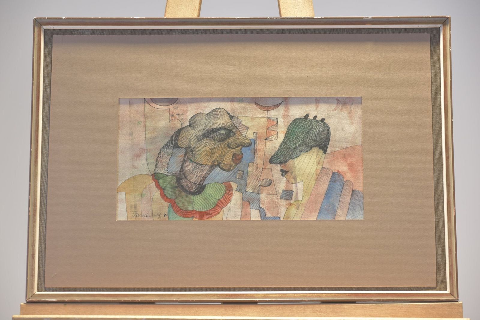 Figuren, Gunther Temech, Ny, 1980, Ink And Watercolors