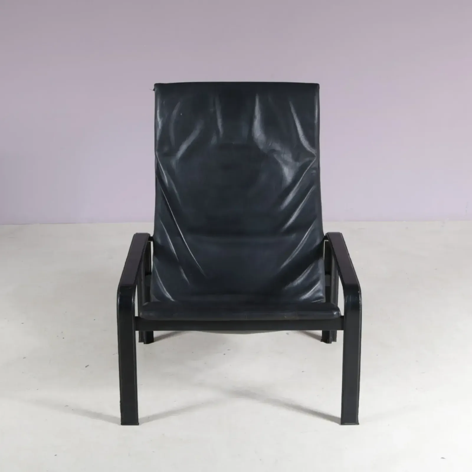 1980s Black Leather Lounge Chair By Jacques Toussaint & Patrizia Angeloni For Matteo Grassi, Italy photo vinterior