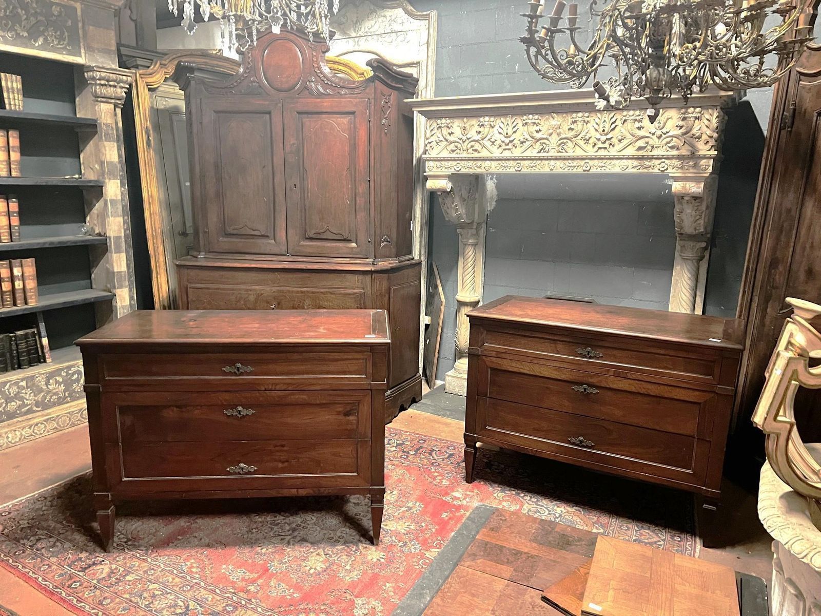 Pair Of Walnut Chest Of Drawers, 3 Drawer, Italy photo for sale