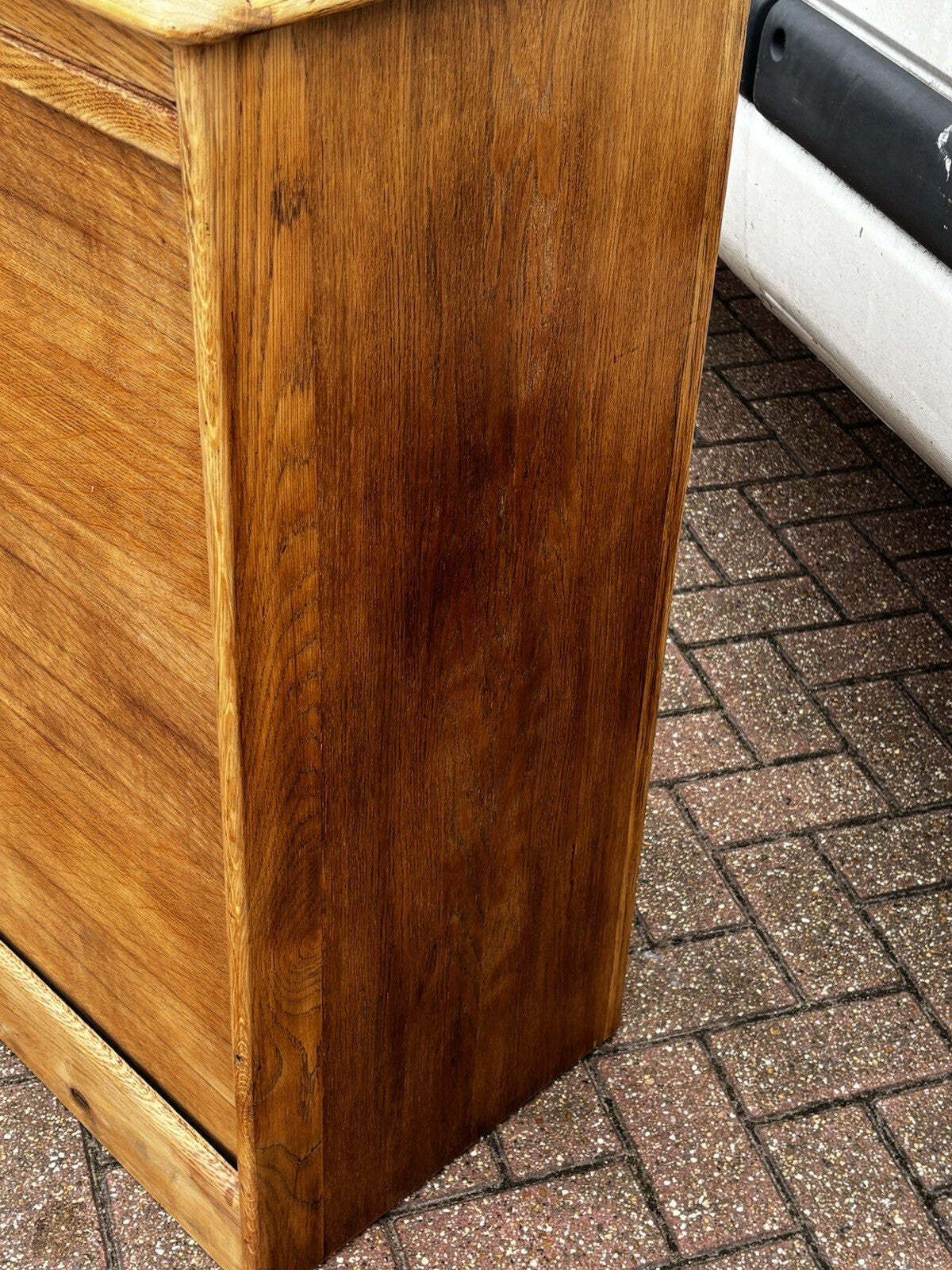 Light Oak Set Of 9 Filing Drawers With Tambour Rolling Front, With Key photo vintage