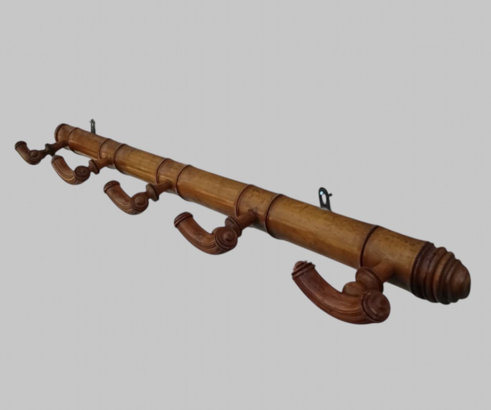 French Antique Faux Bamboo Wall Coat Rail photo for sale