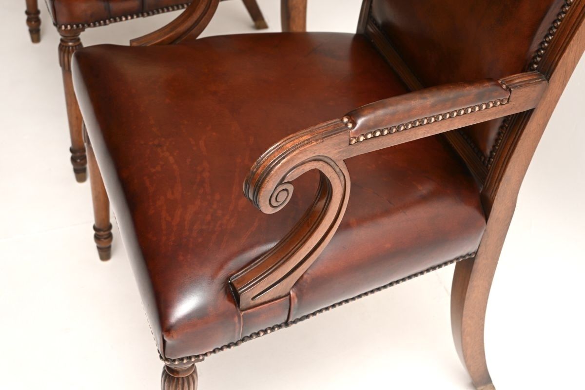Pair Of Antique Georgian Style Leather And Mahogany Armchairs photo 1853.0