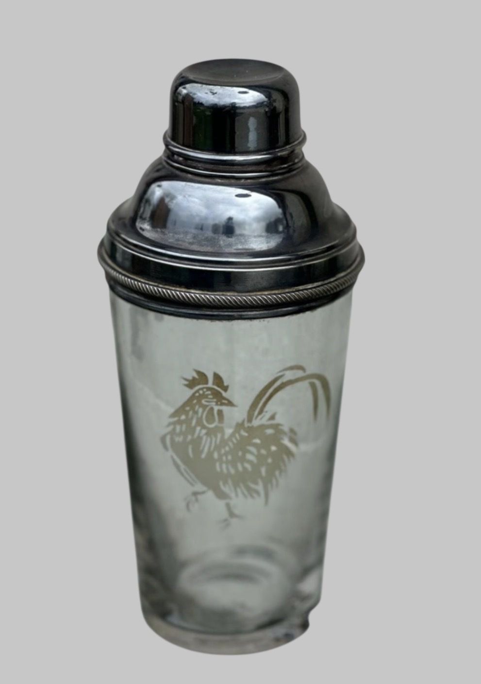 James Dixon & Sons Art Deco Style Silver Plated & Etched Glass Cocktail Shaker photo furniture