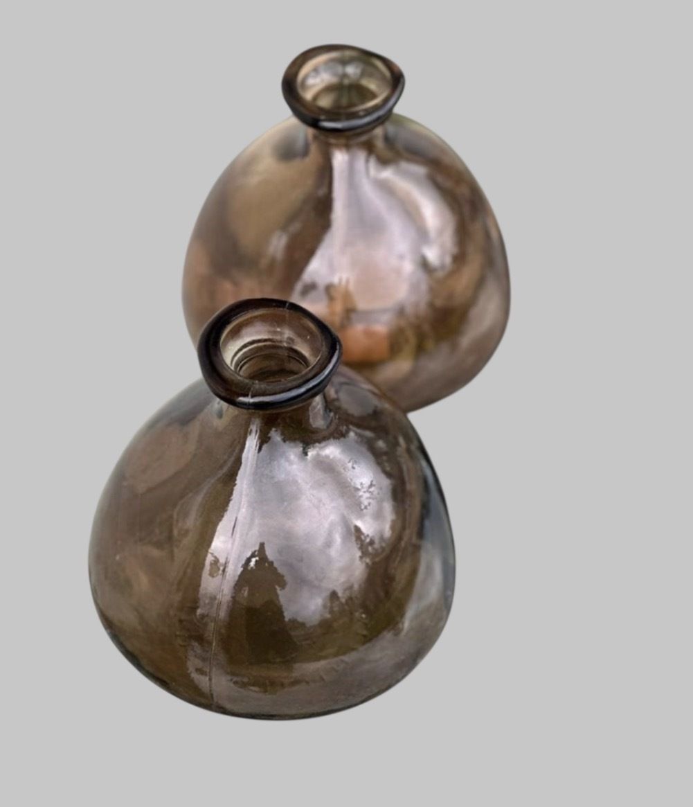 Pair Of Mid Century Smoked Glass Vases photo for sale